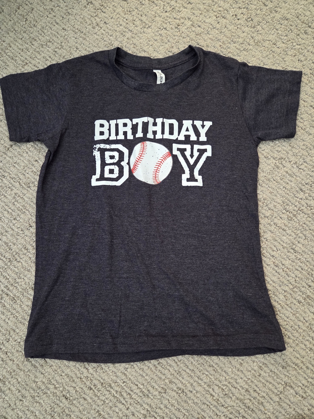 'Birthday Boy' Baseball Graphic Tee - Dark Gray Size Youth Large "Jacob"